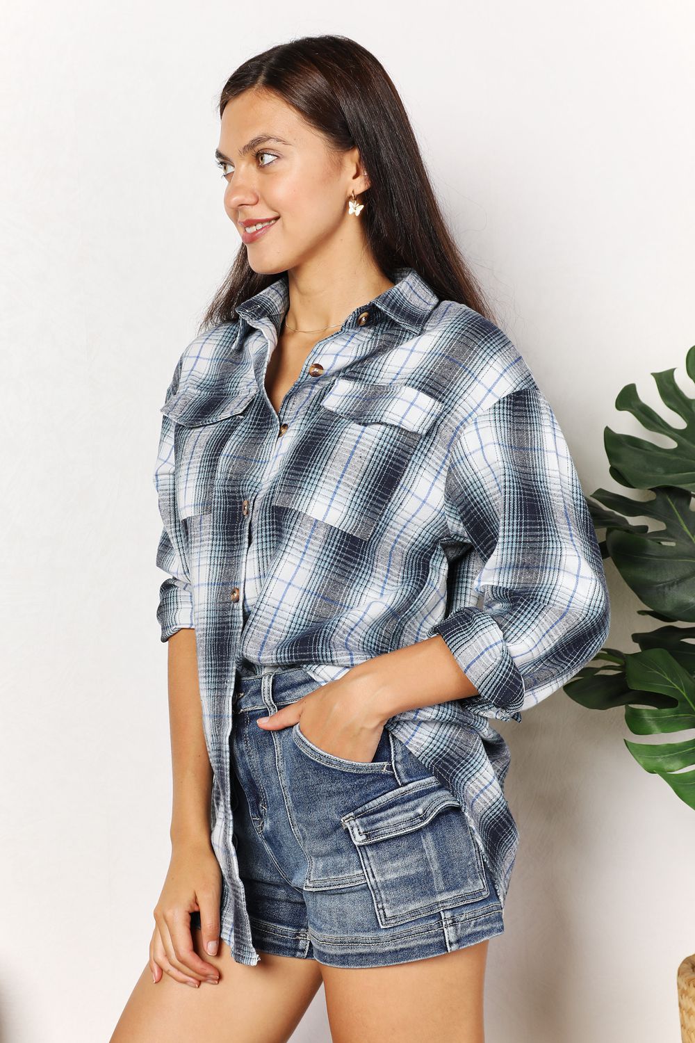 Mandy Plaid Dropped Shoulder Shirt