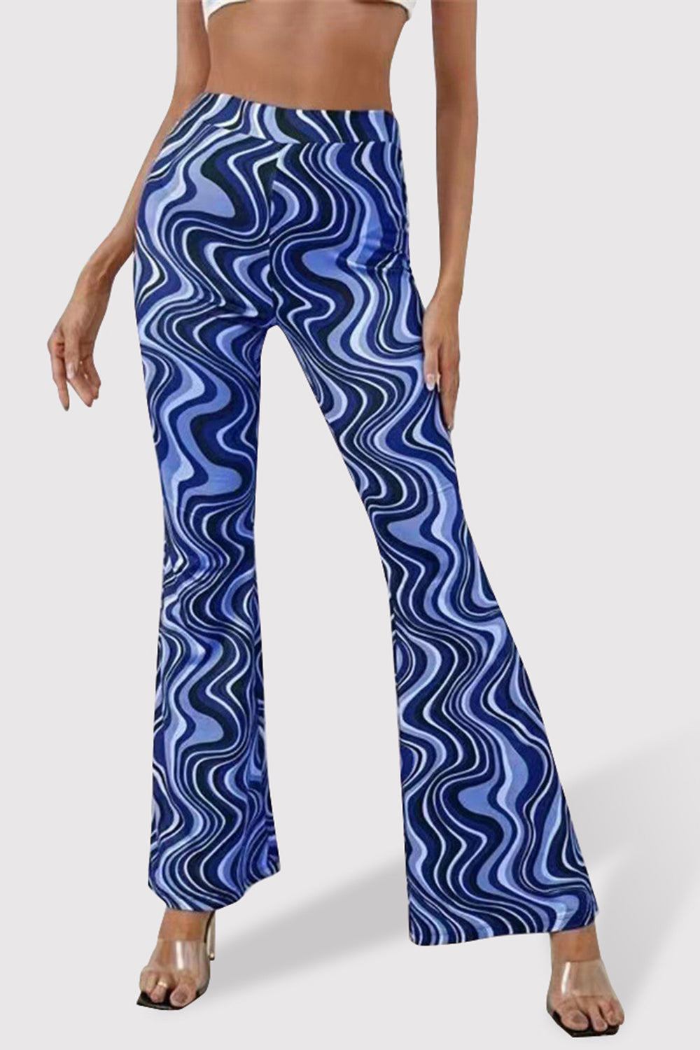 Printed High Waist Flare Pants